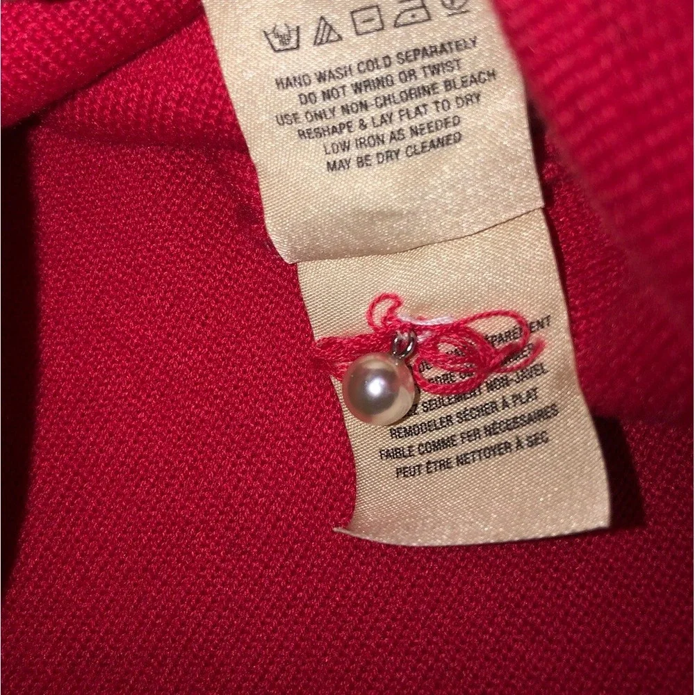 MOTH‎ Anthropologie M Red Coral Pearl Dangle Beaded Knit Top Brienne